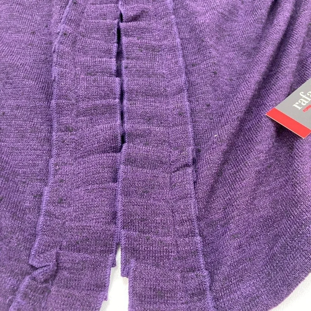 Rafaella Petite Purple Knit Cardigan‎ Ruffle Neck Button Front Petite P/L